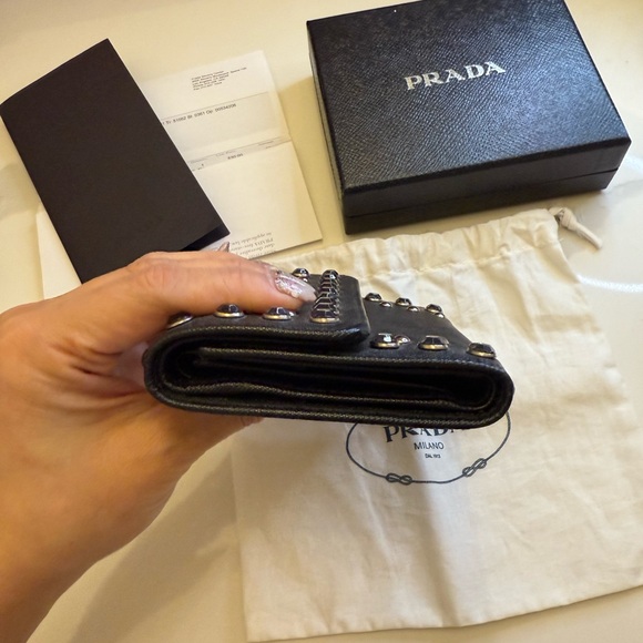 Authentic Prada Saffiano Leather With Rhinestone Black Wallet - Picture 3 of 10
